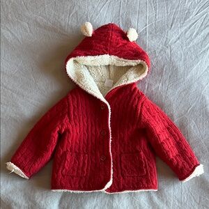 GAP Red Knit Jacket with Cream Lining